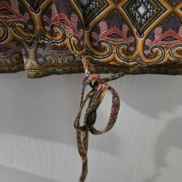 XL Crosby Orange Graphic Paisley Print Tie Front Blouse - Picture 7 of 7